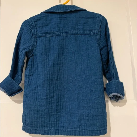 Cat & Jack Dark Blue Textured Button-Down Shirt for Kids - Picture 2 of 3